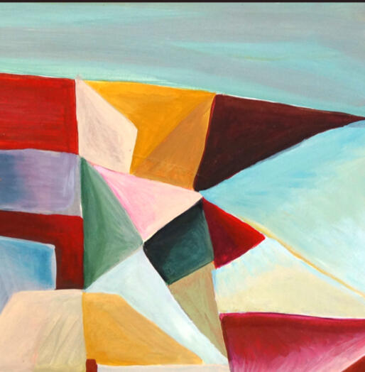 Una casa en una colina, acrílico sobre papel, 2019