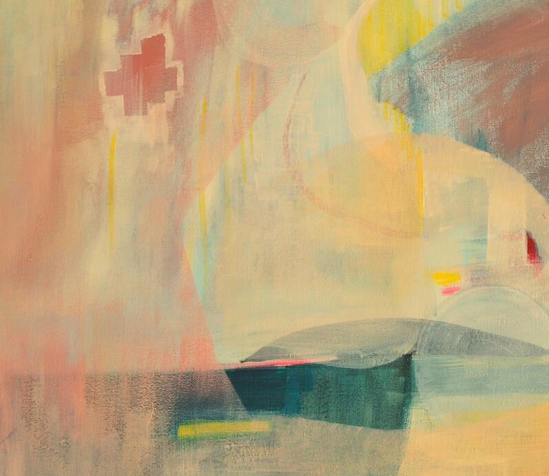 Un barco en una ola que iba a ser nube. Acrílico sobre papel, 2020